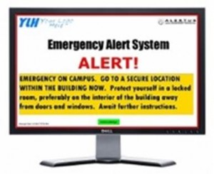 Sample photo of a display message that can appear on campus computer screens tomorrow. 