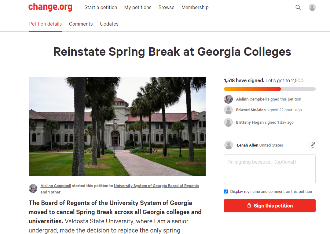 VSU Students fight to get Spring Break back The Spectator