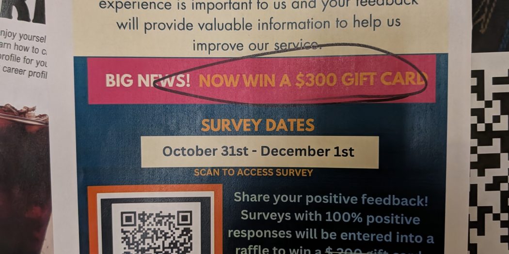 The updated flyer with the $300 gift card Photos credits to Cason Zachary